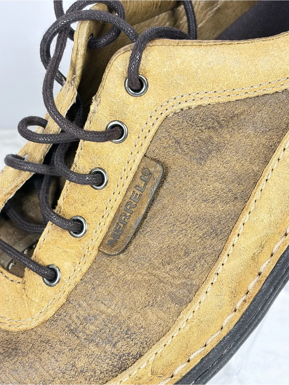 Merrell Men's Two-Tone Brown & Tan Suede Casual Lace-Up Shoes